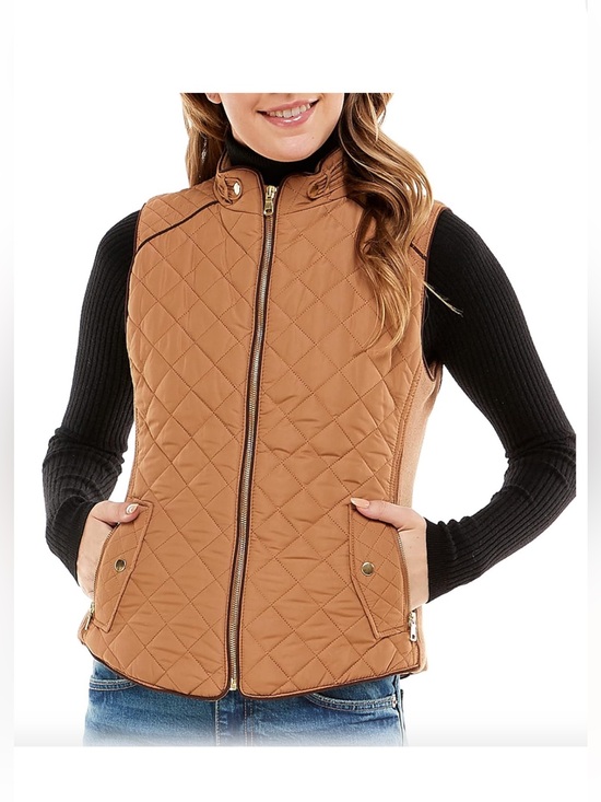 Love Tree Jackets & Blazers - Love Tree Quilted Mustard Vest with Stand Collar